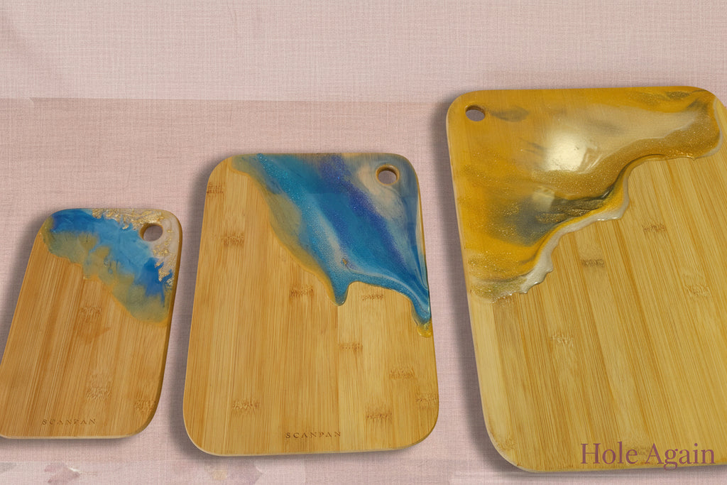 Handcrafted Bamboo Serving Board with Resin Art