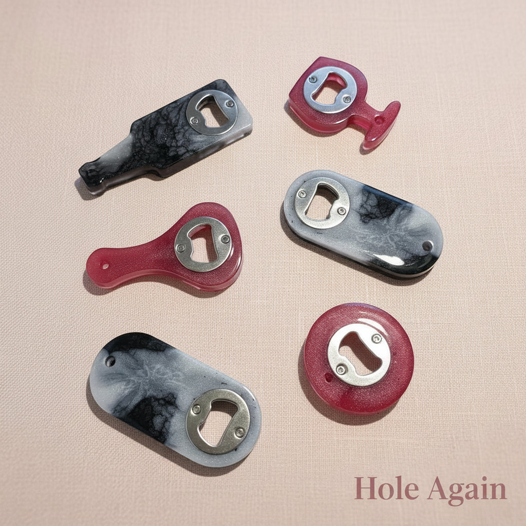 Handcrafted Resin Bottle Openers — Round, Oval, Bottle Shape, Teardrop & Wine Glass