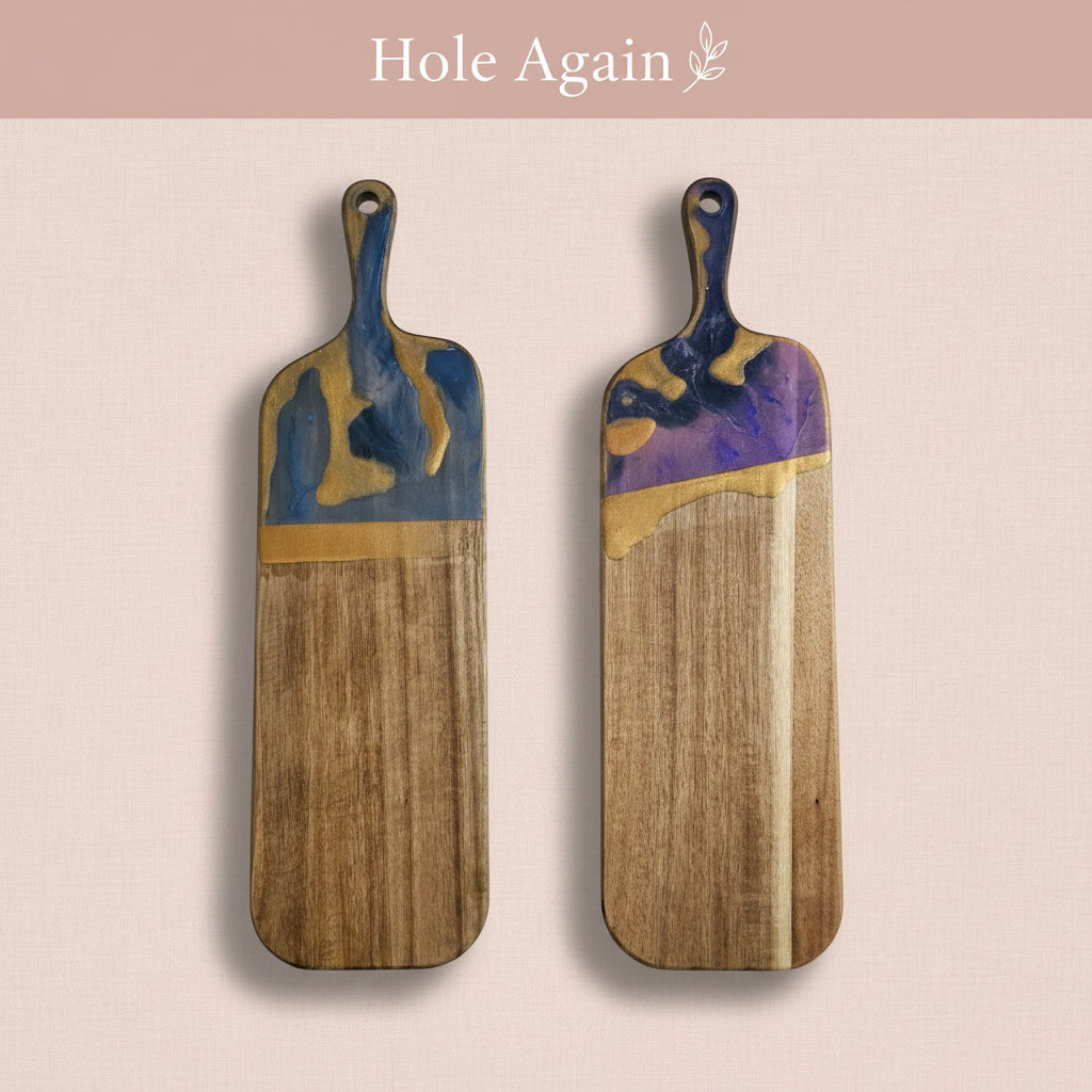 Resin Accent Acacia Serving Board — Extra‑Long