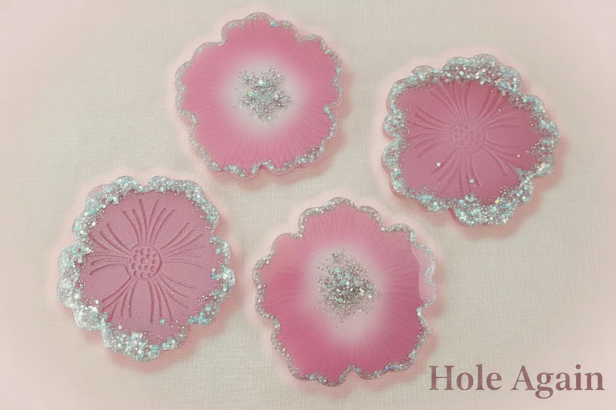 Flower‑Imprint Resin Coasters