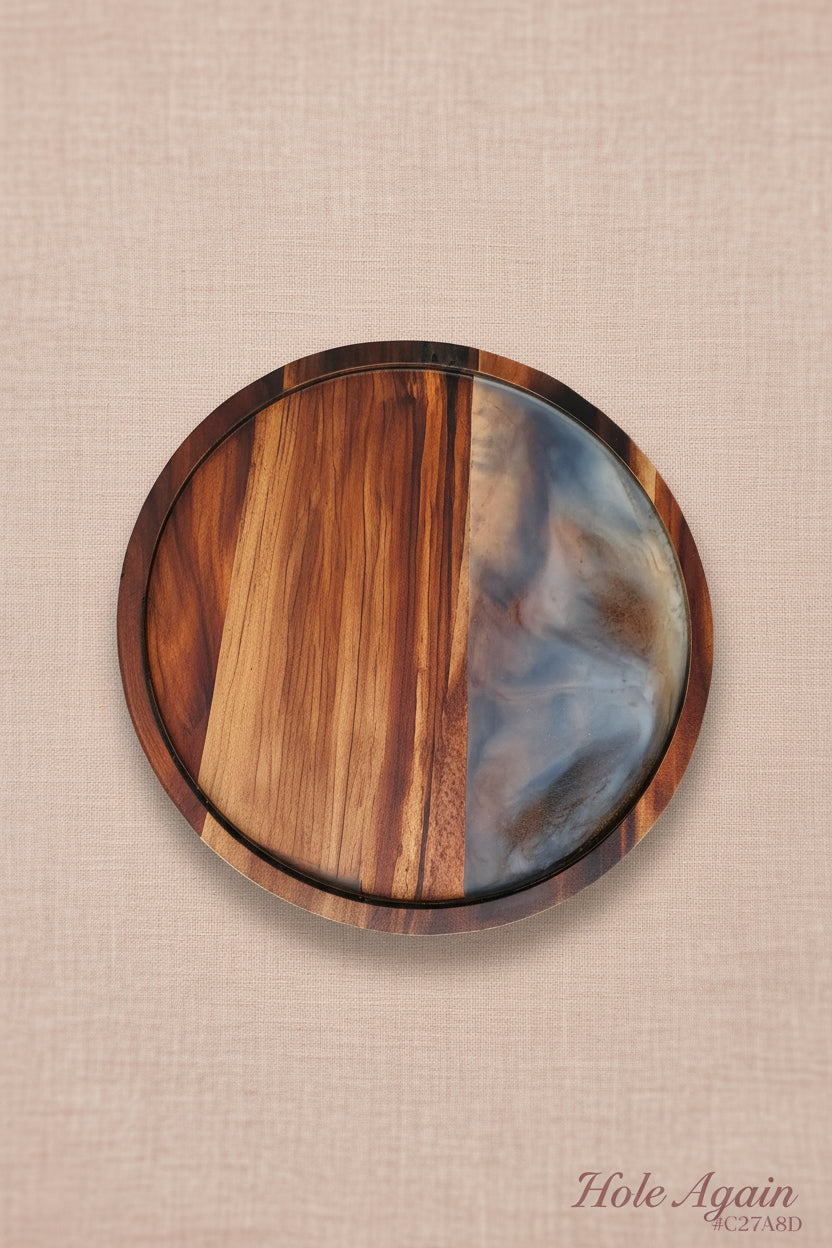 Resin Accent Bamboo Tray — Round