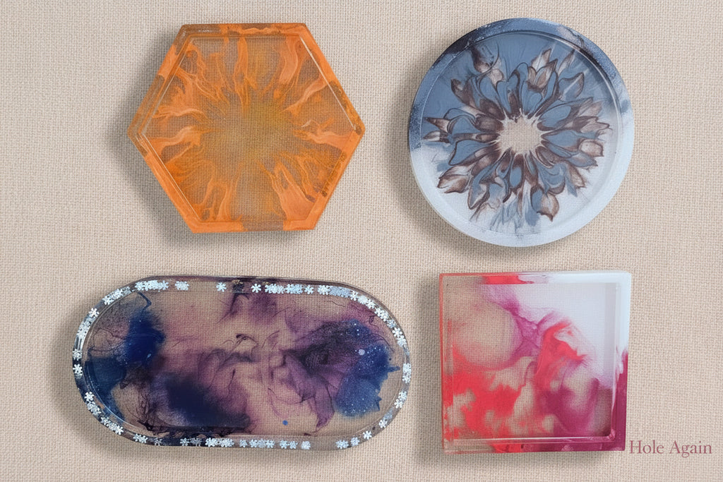Handcrafted Resin Trinket Trays — Square, Round, Oval & Hexagonal